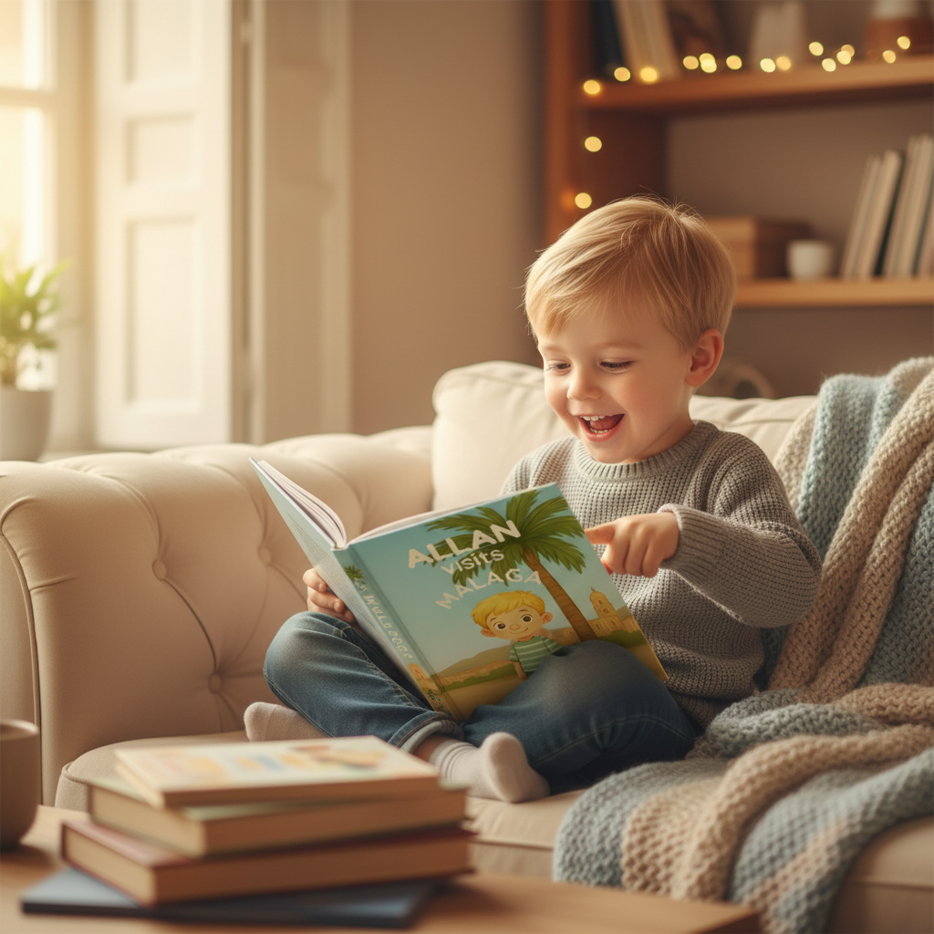 Boy excited with book